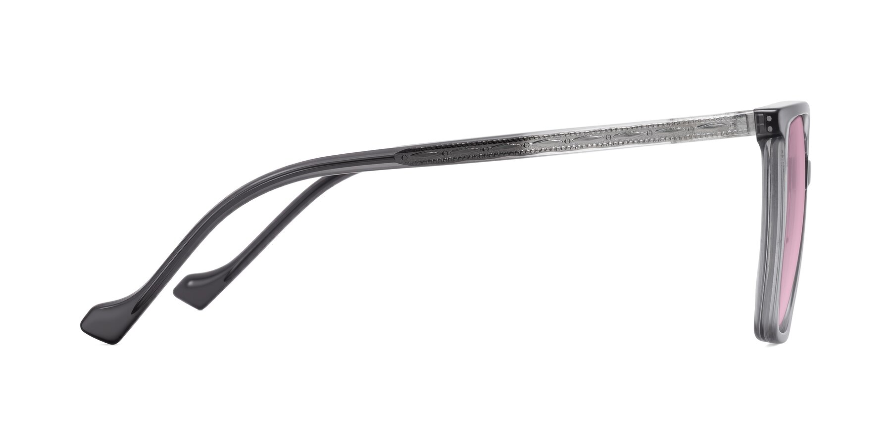 Side of Colemers in Transparent Gray with Light Wine Tinted Lenses