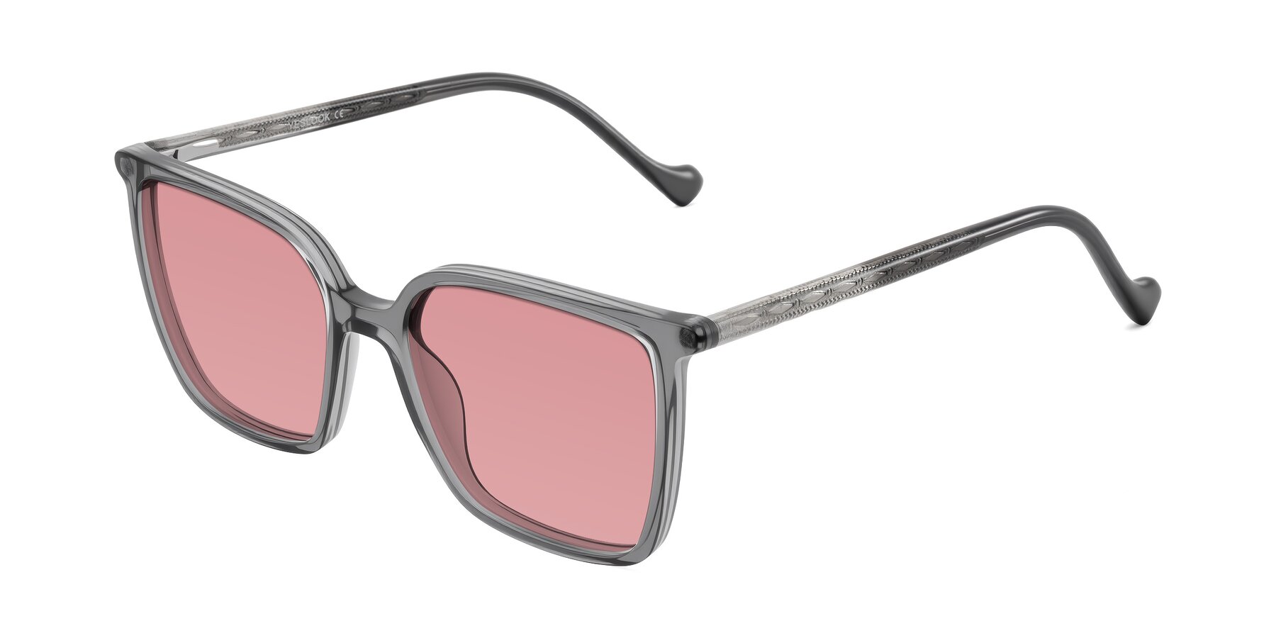 Angle of Colemers in Transparent Gray with Medium Garnet Tinted Lenses