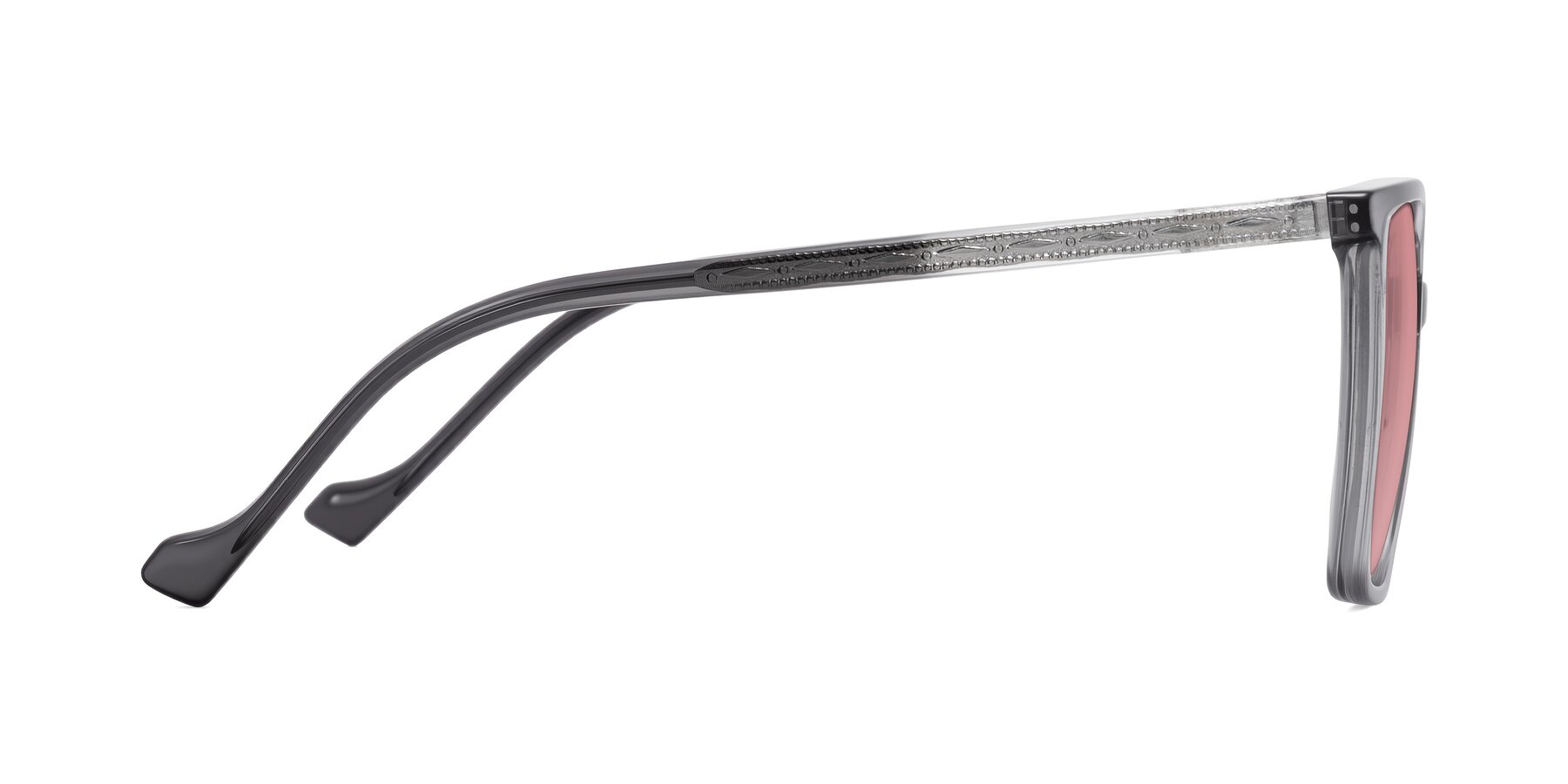 Side of Colemers in Transparent Gray with Medium Garnet Tinted Lenses