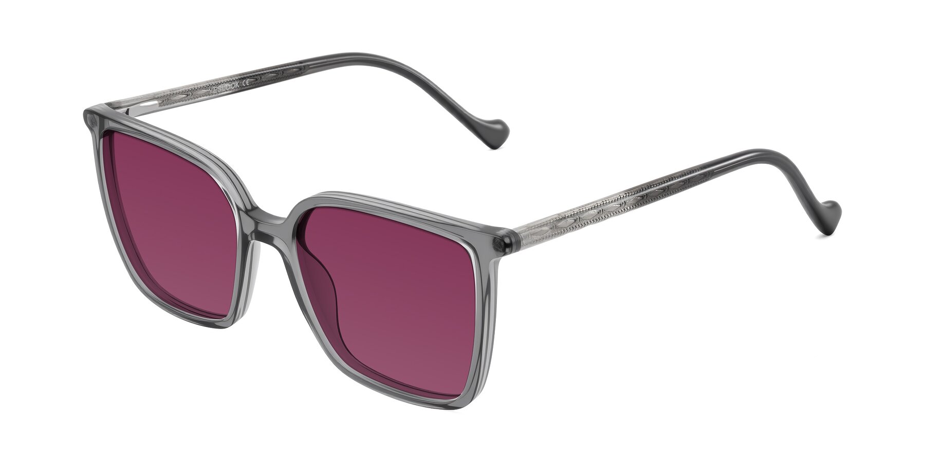 Angle of Colemers in Transparent Gray with Wine Tinted Lenses