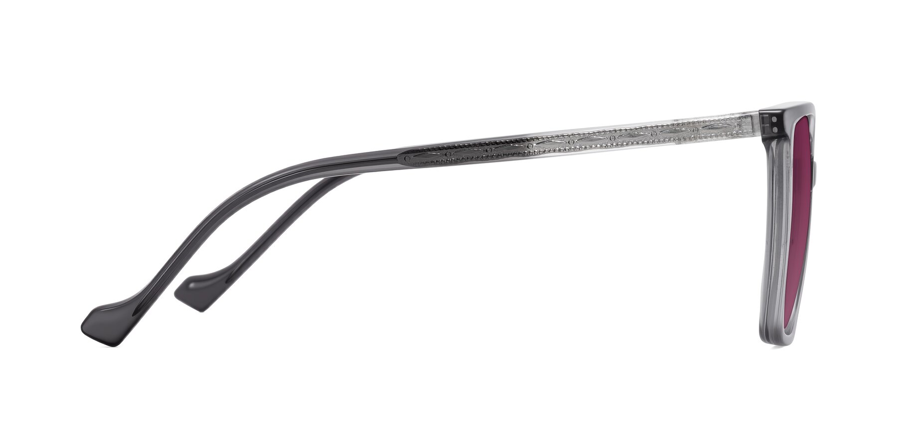 Side of Colemers in Transparent Gray with Wine Tinted Lenses