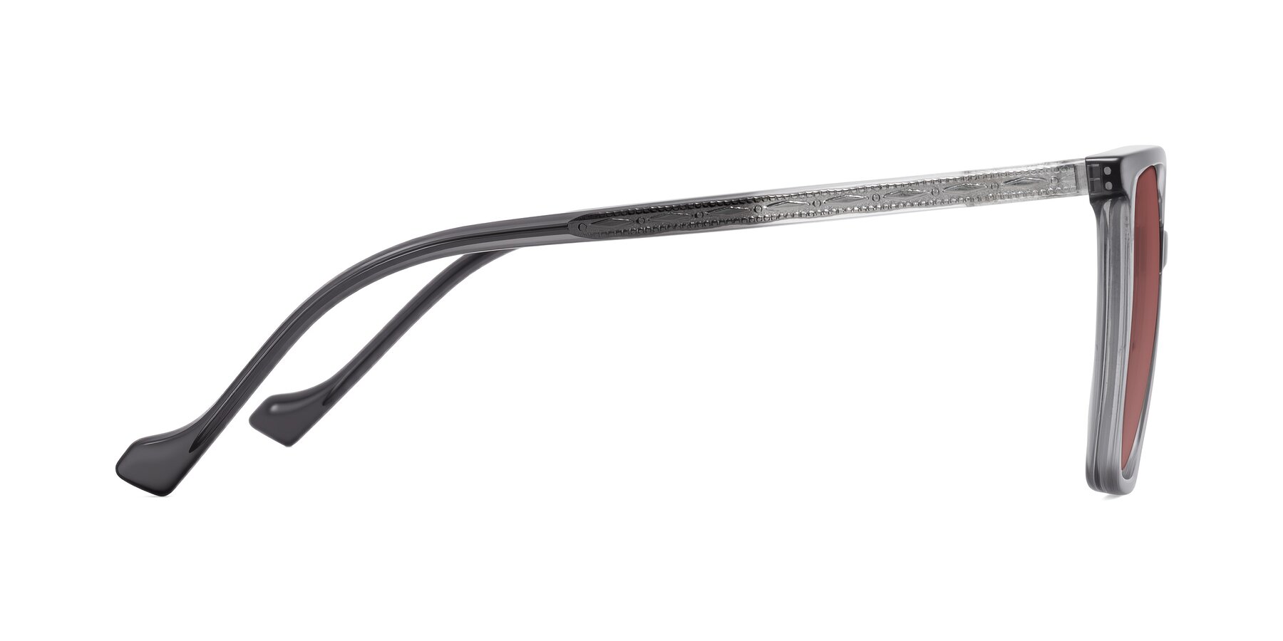 Side of Colemers in Transparent Gray with Garnet Tinted Lenses