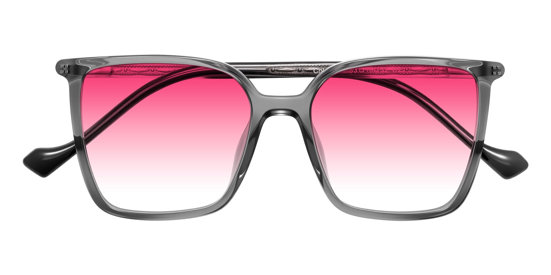 Folded Front of Colemers in Transparent Gray with Pink Gradient Lenses