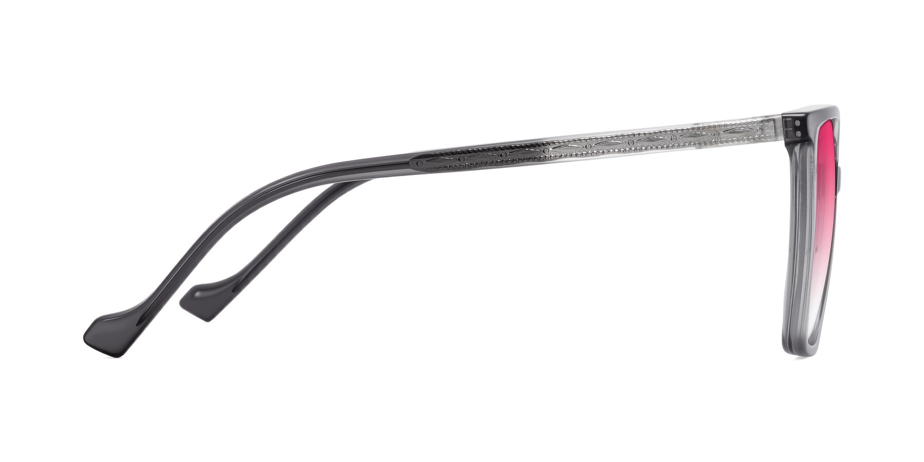 Side of Colemers in Transparent Gray with Pink Gradient Lenses