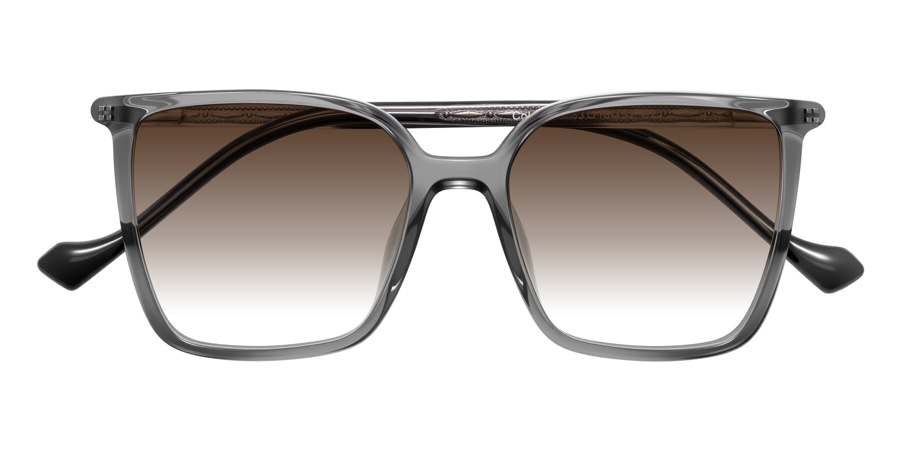 Folded Front of Colemers in Transparent Gray with Brown Gradient Lenses