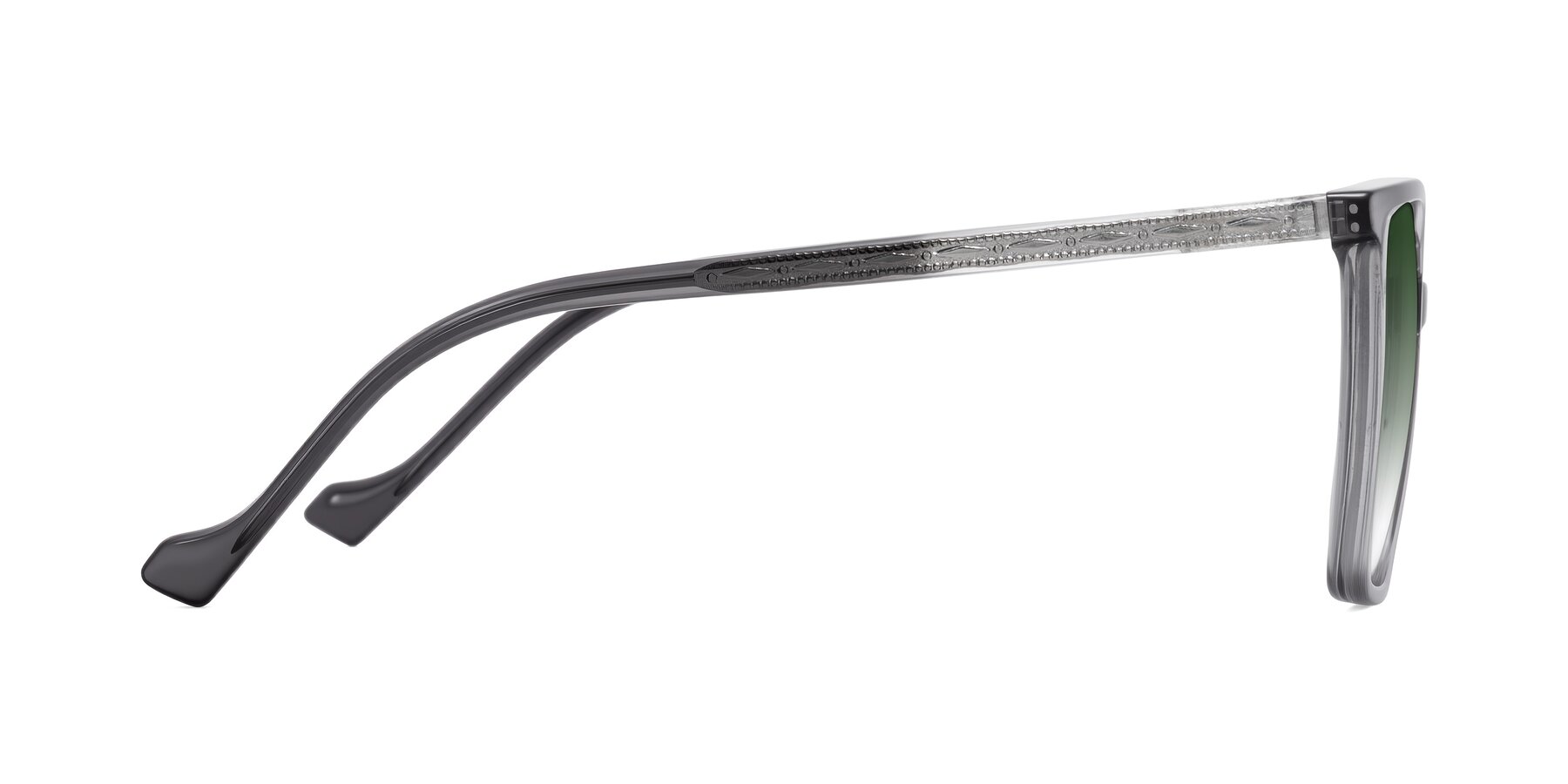 Side of Colemers in Transparent Gray with Green Gradient Lenses