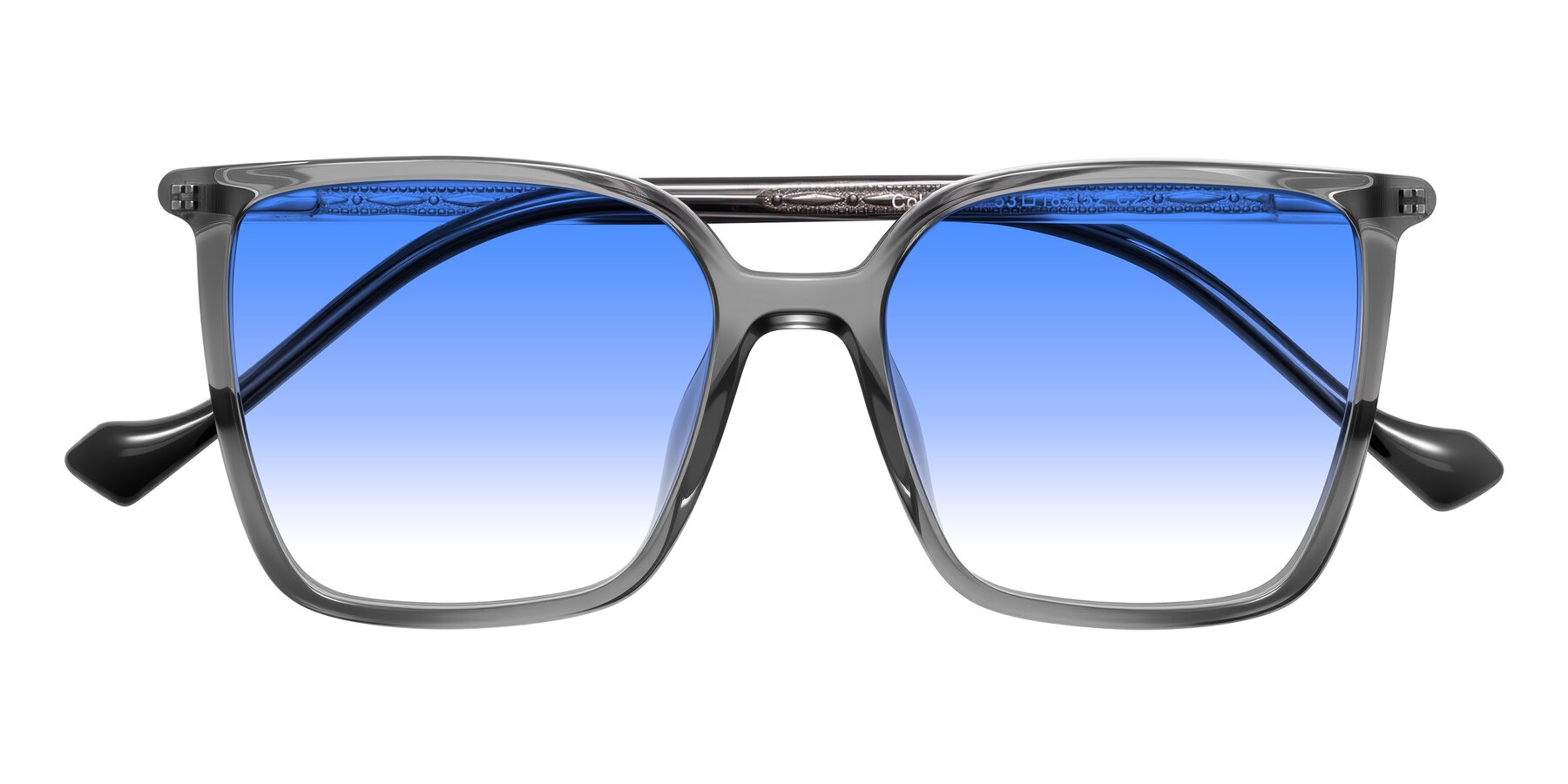 Folded Front of Colemers in Transparent Gray with Blue Gradient Lenses