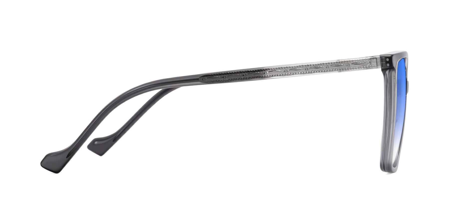 Side of Colemers in Transparent Gray with Blue Gradient Lenses