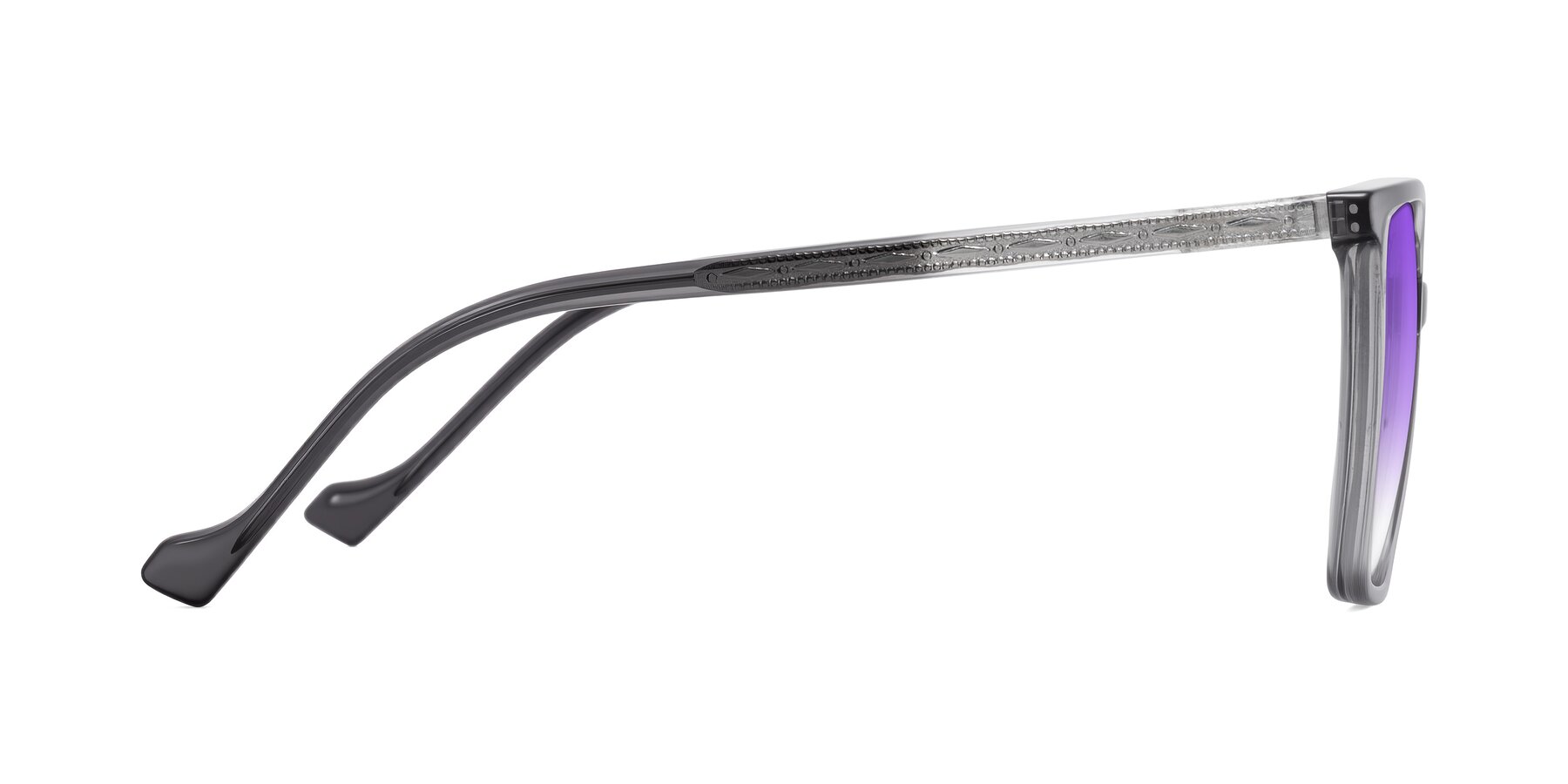 Side of Colemers in Transparent Gray with Purple Gradient Lenses