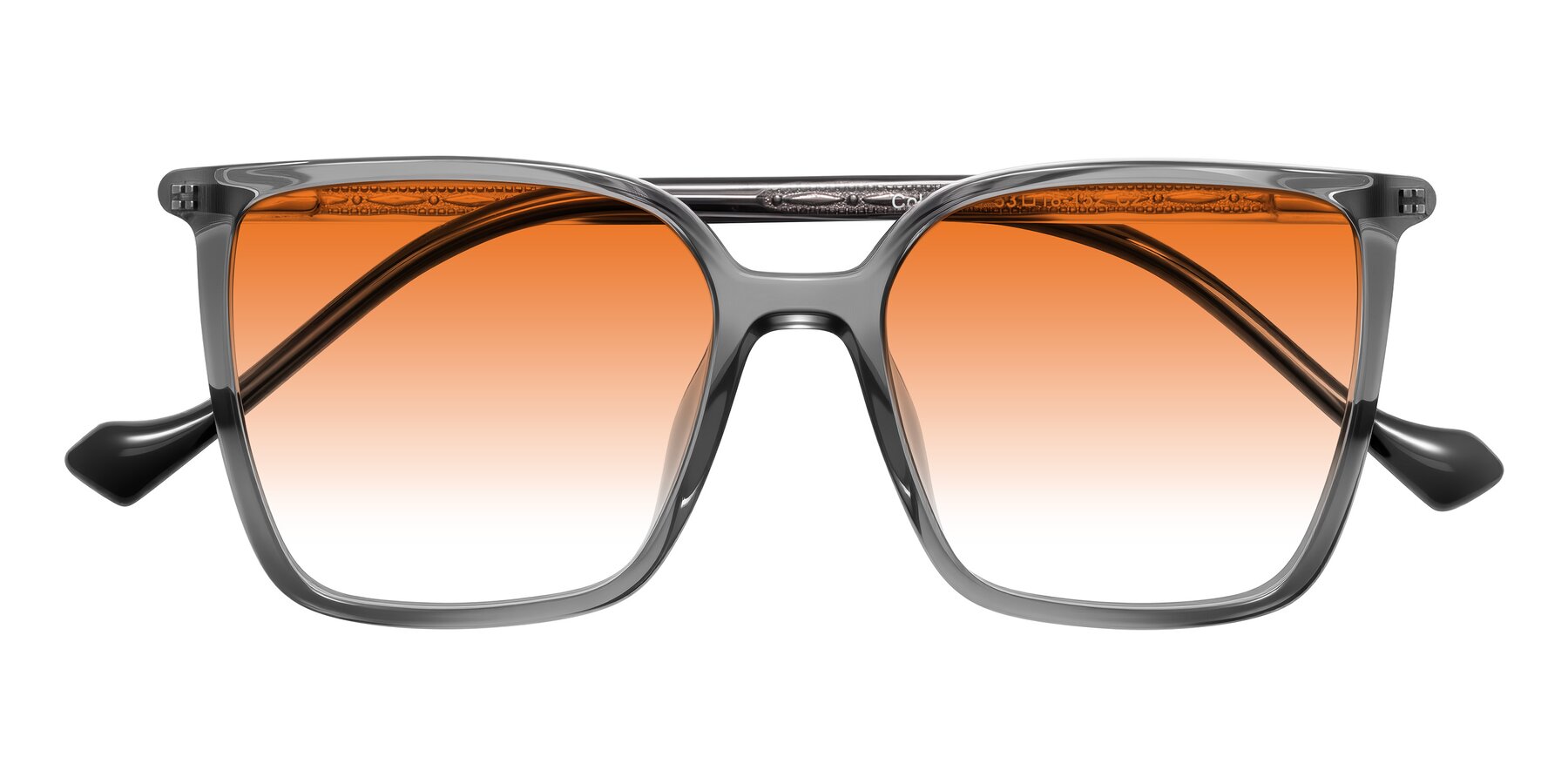 Folded Front of Colemers in Transparent Gray with Orange Gradient Lenses