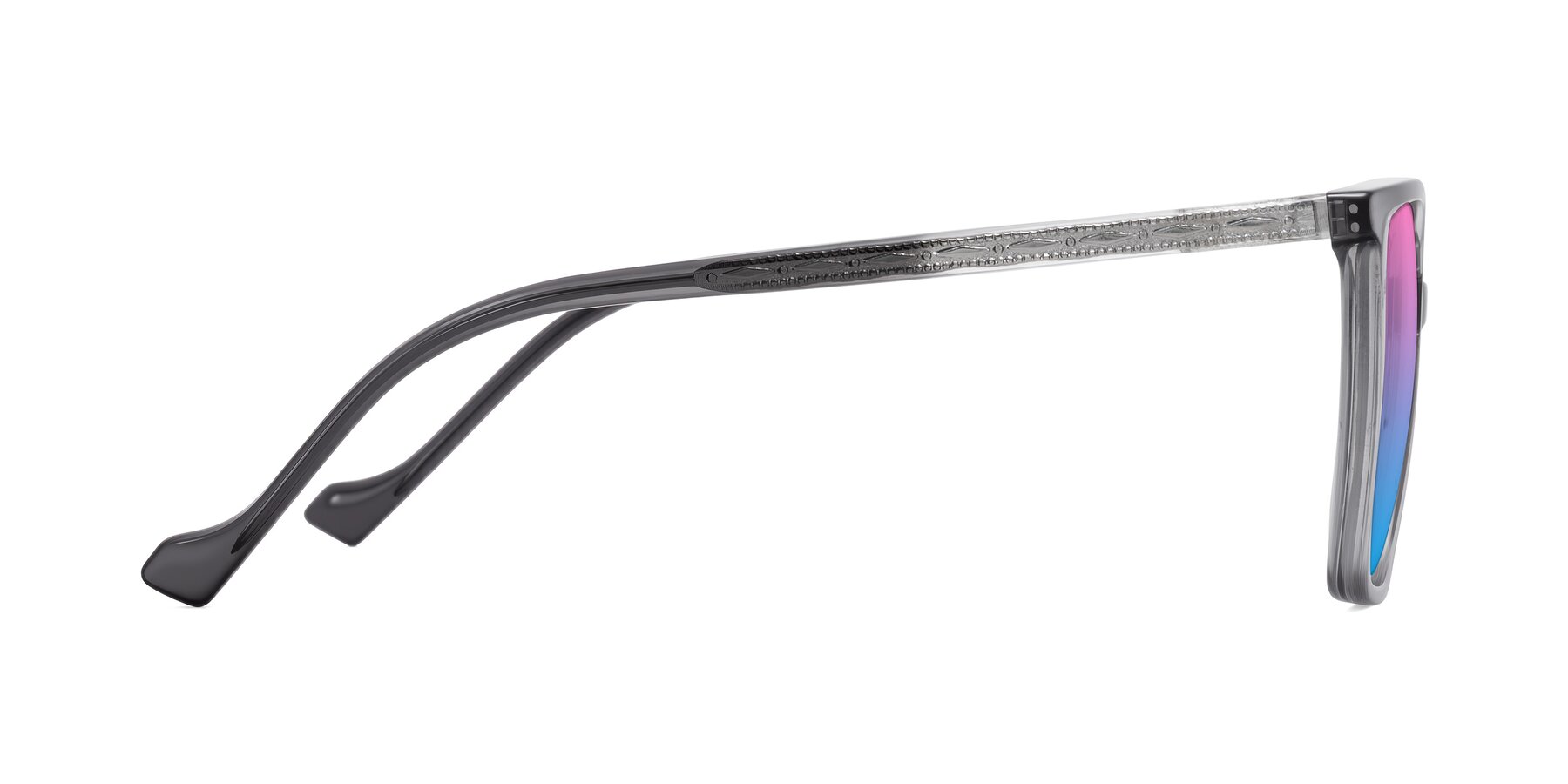 Side of Colemers in Transparent Gray with Pink / Blue Gradient Lenses