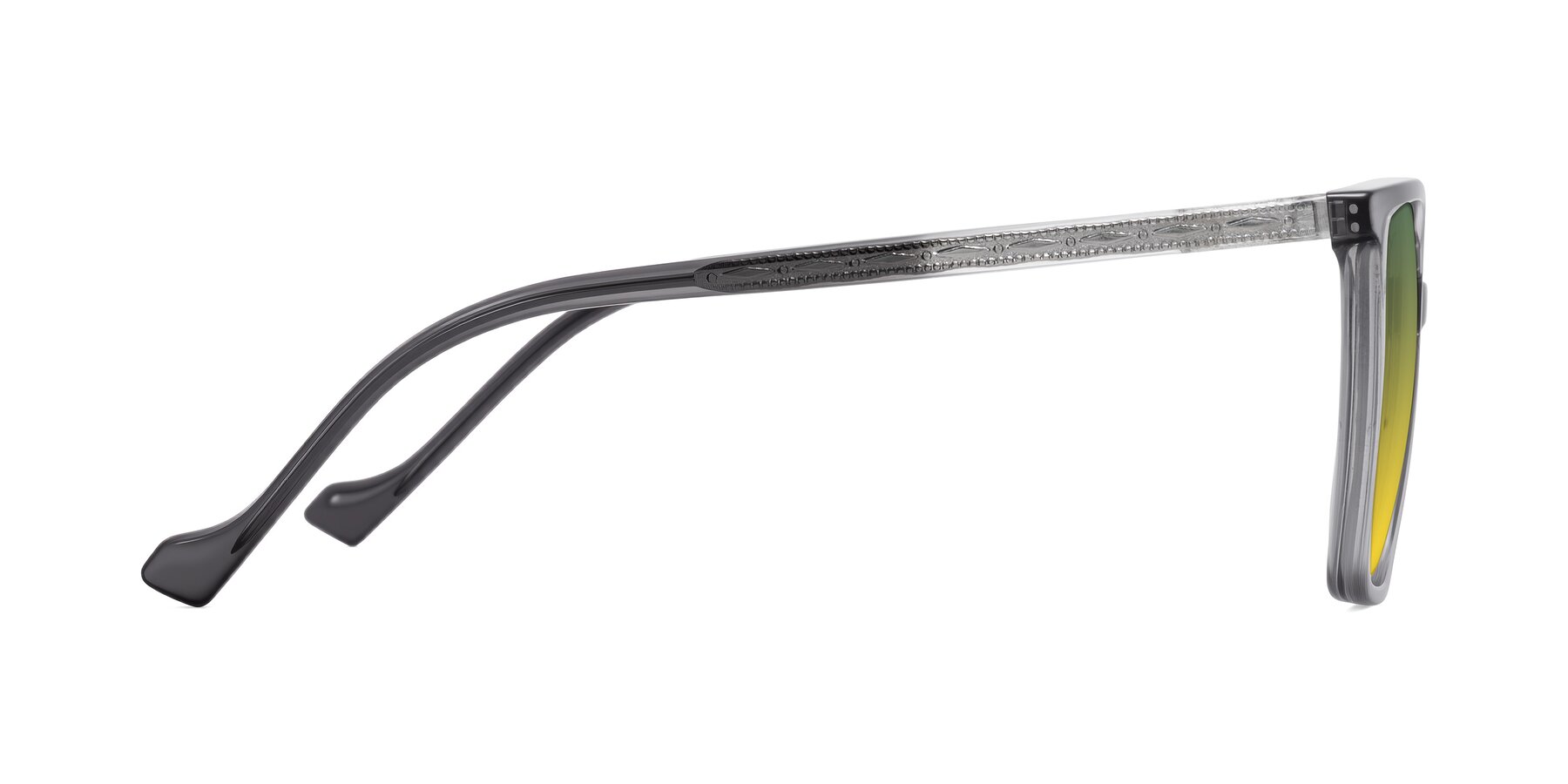 Side of Colemers in Transparent Gray with Green / Yellow Gradient Lenses