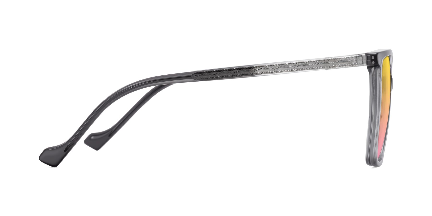Side of Colemers in Transparent Gray with Yellow / Pink Gradient Lenses