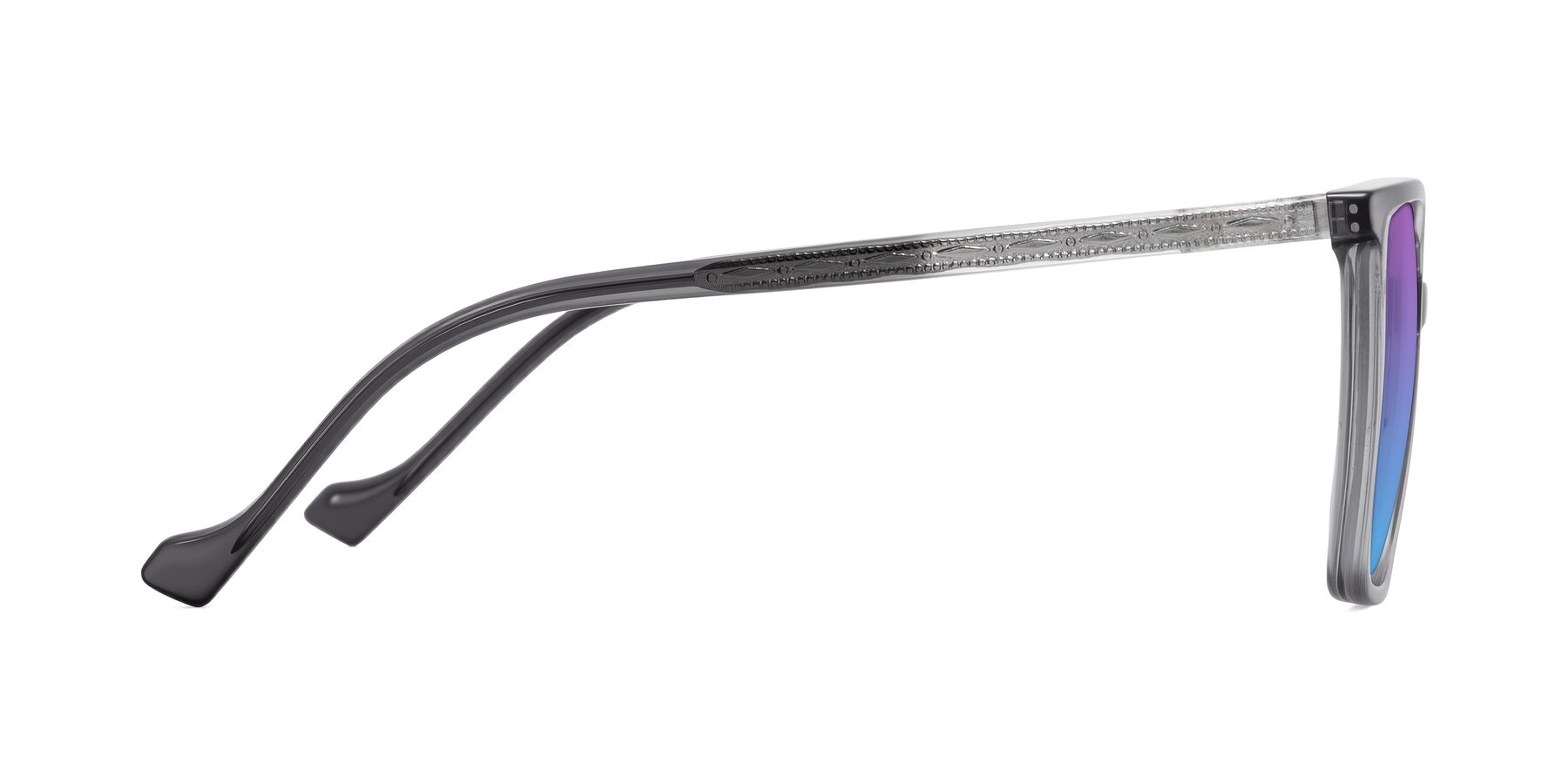 Side of Colemers in Transparent Gray with Purple / Blue Gradient Lenses