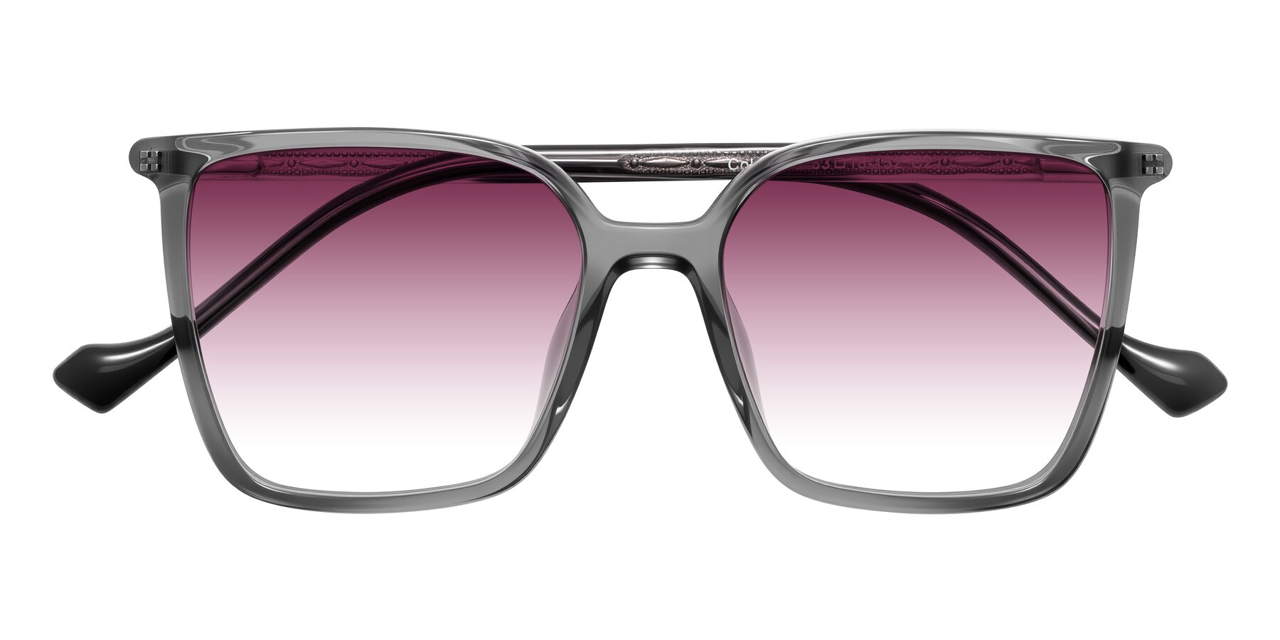 Folded Front of Colemers in Transparent Gray with Wine Gradient Lenses