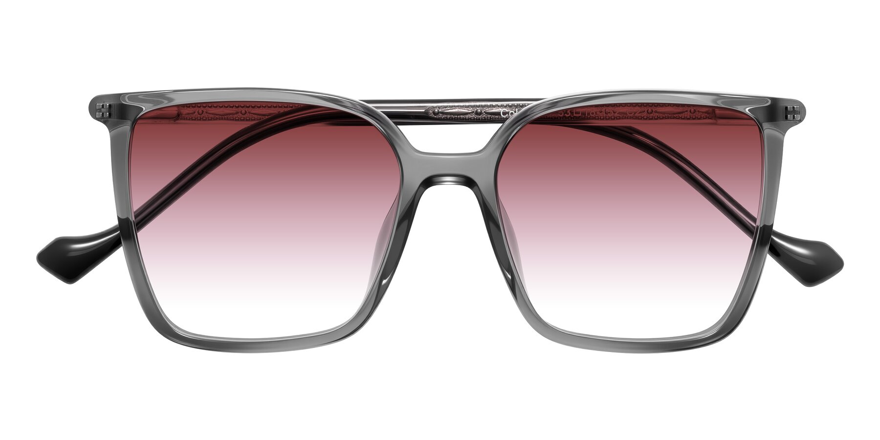 Folded Front of Colemers in Transparent Gray with Garnet Gradient Lenses