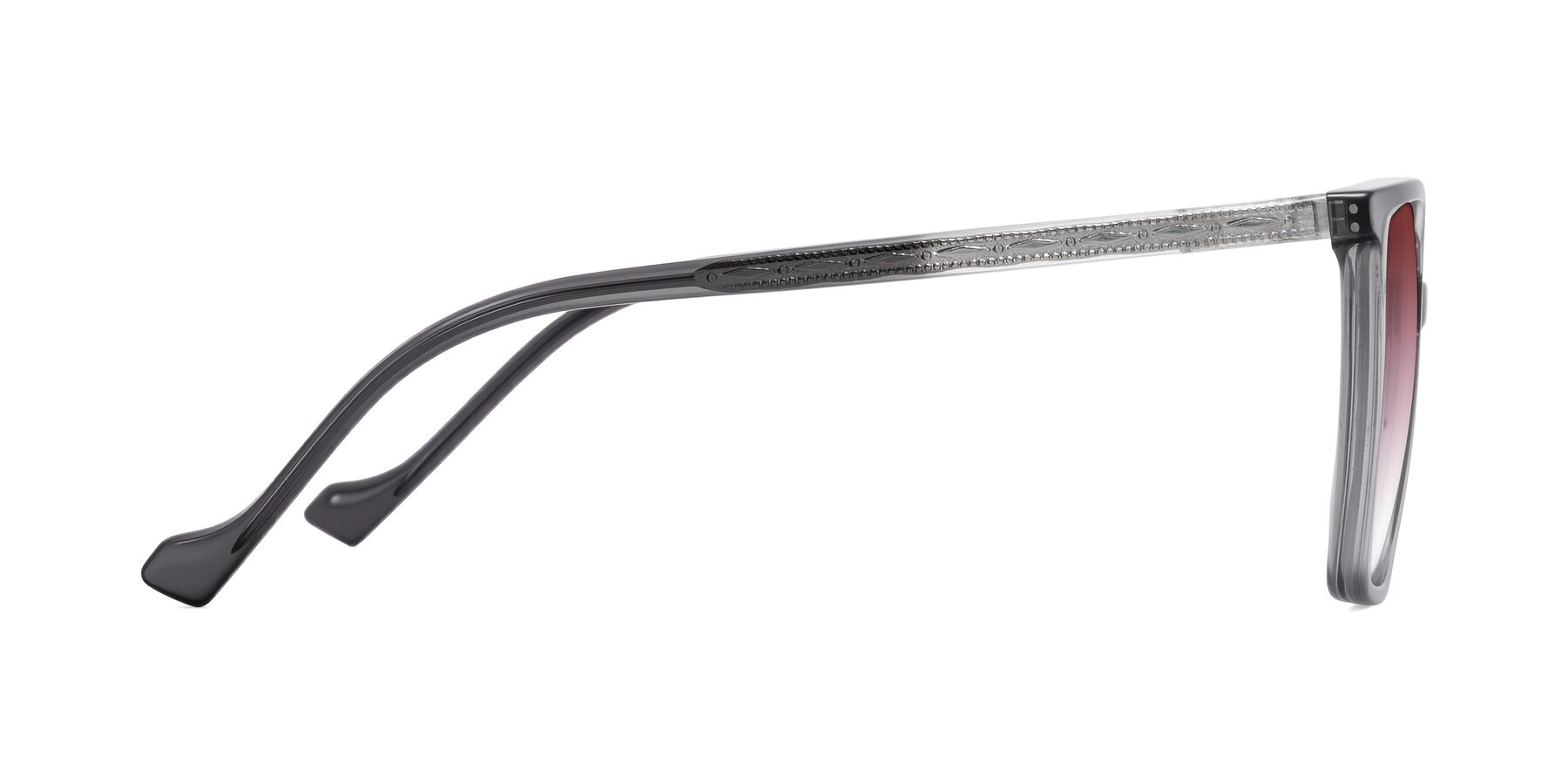 Side of Colemers in Transparent Gray with Garnet Gradient Lenses