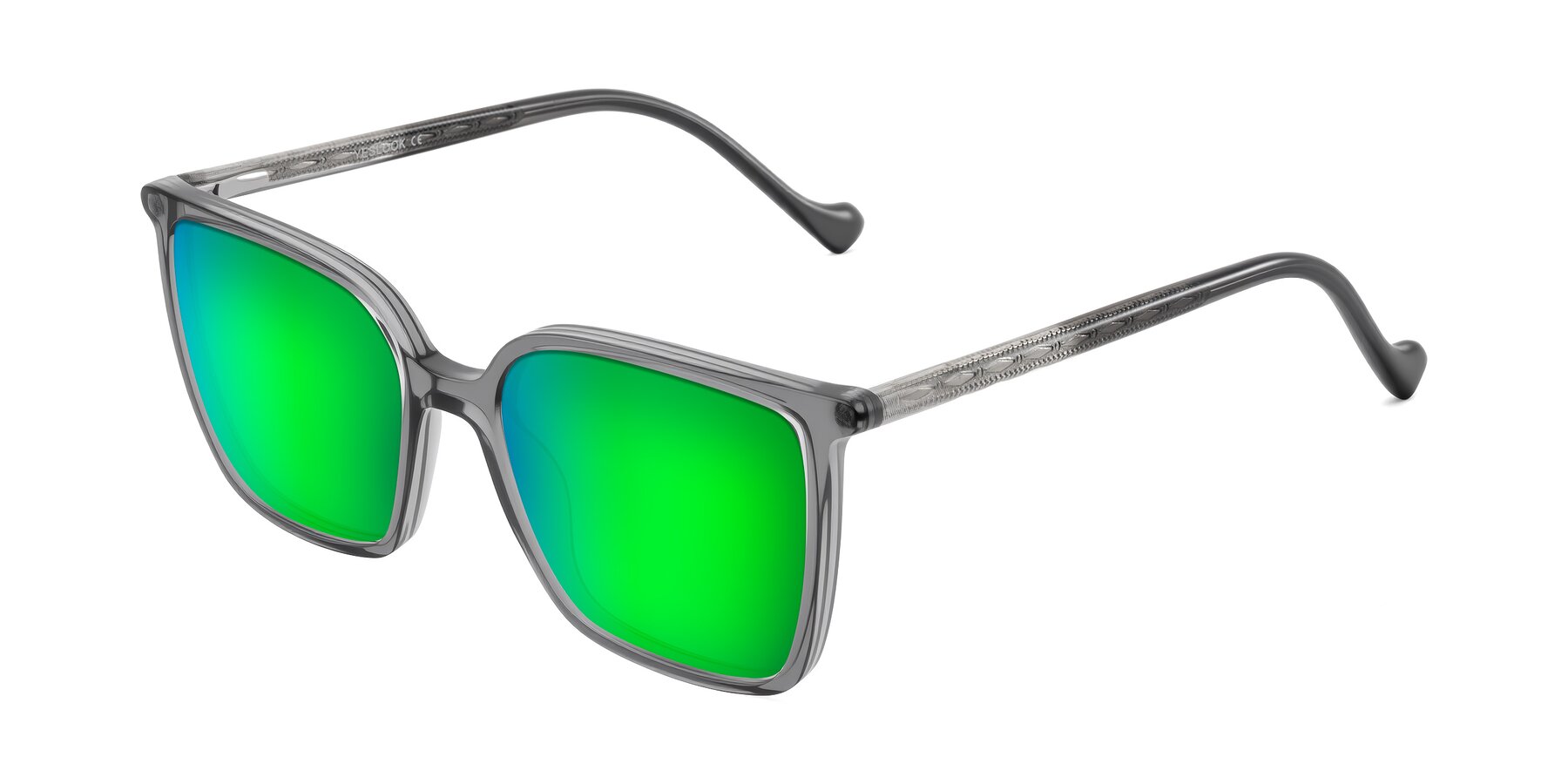 Angle of Colemers in Transparent Gray with Green Mirrored Lenses