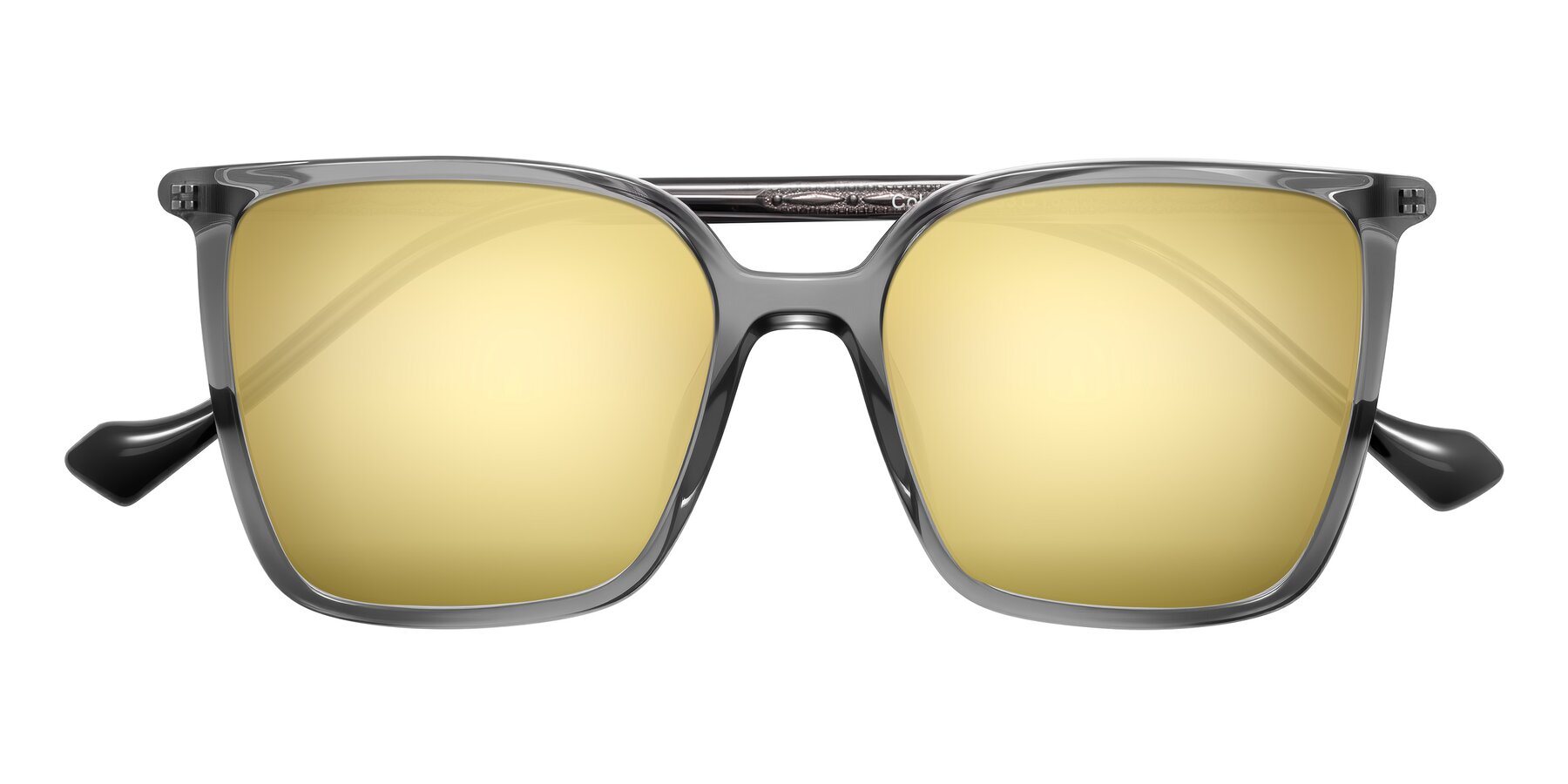 Folded Front of Colemers in Transparent Gray with Gold Mirrored Lenses