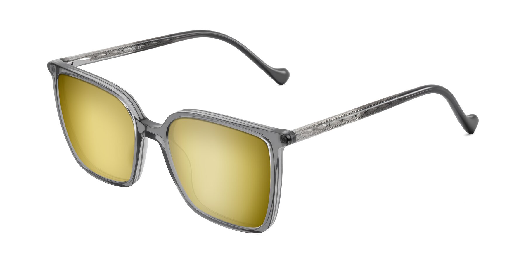 Angle of Colemers in Transparent Gray with Gold Mirrored Lenses