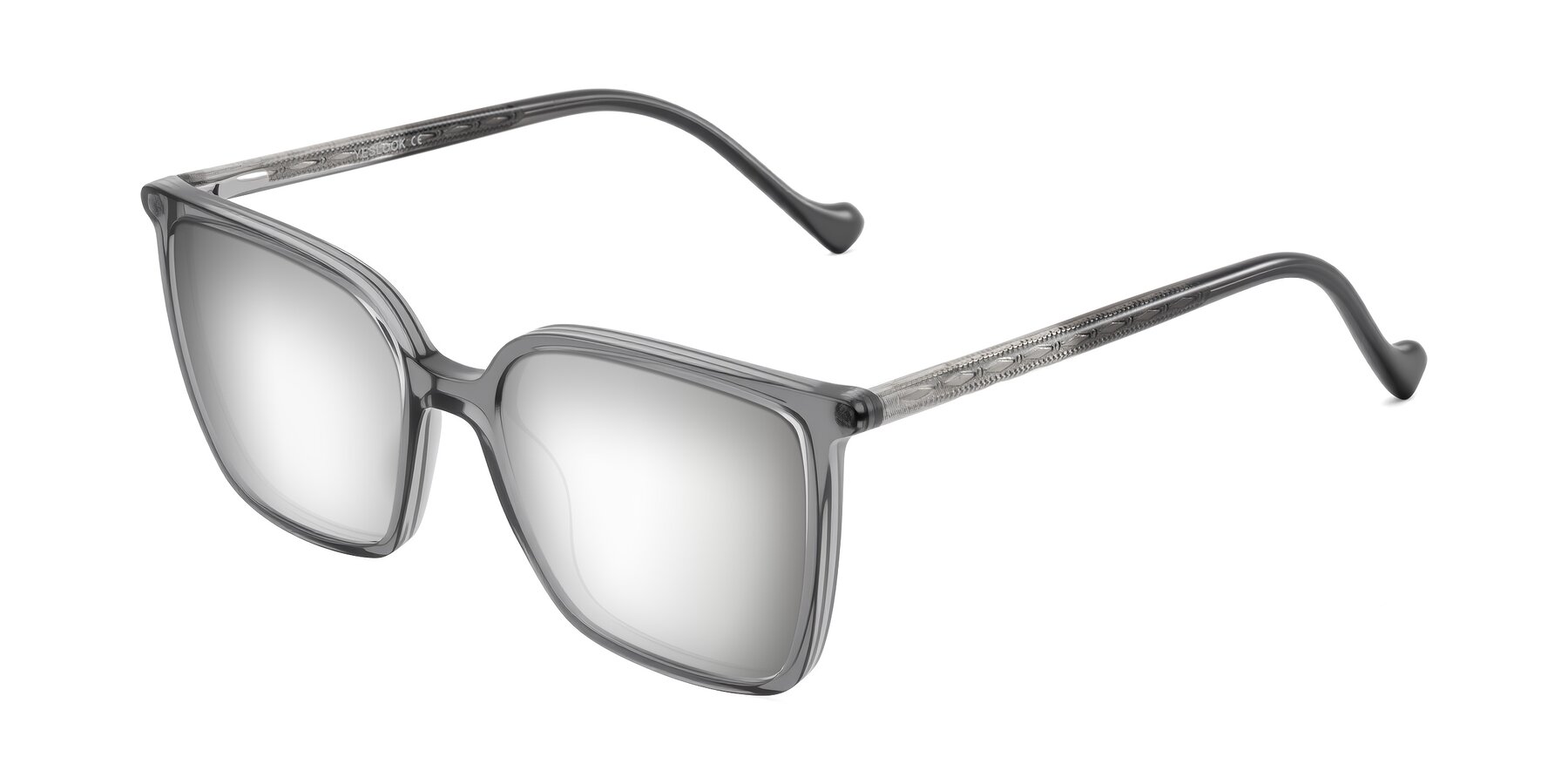 Angle of Colemers in Transparent Gray with Silver Mirrored Lenses