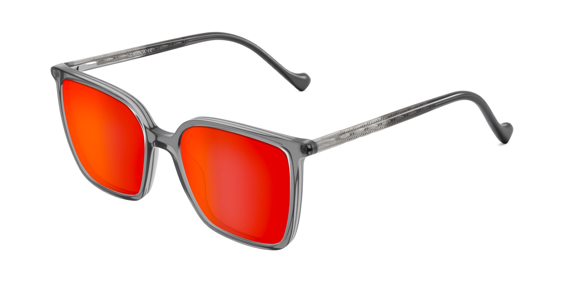 Angle of Colemers in Transparent Gray with Red Gold Mirrored Lenses