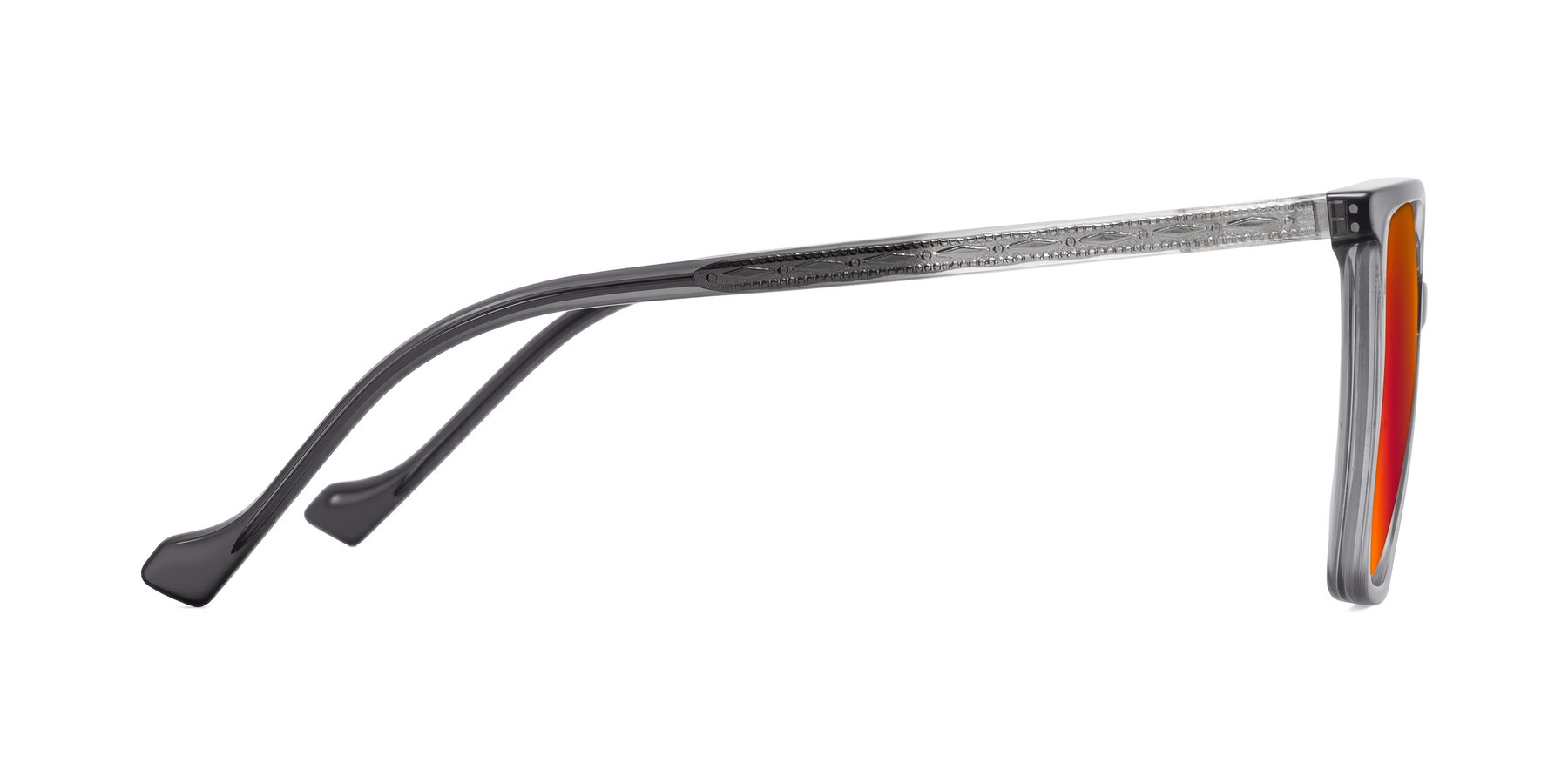 Side of Colemers in Transparent Gray with Red Gold Mirrored Lenses