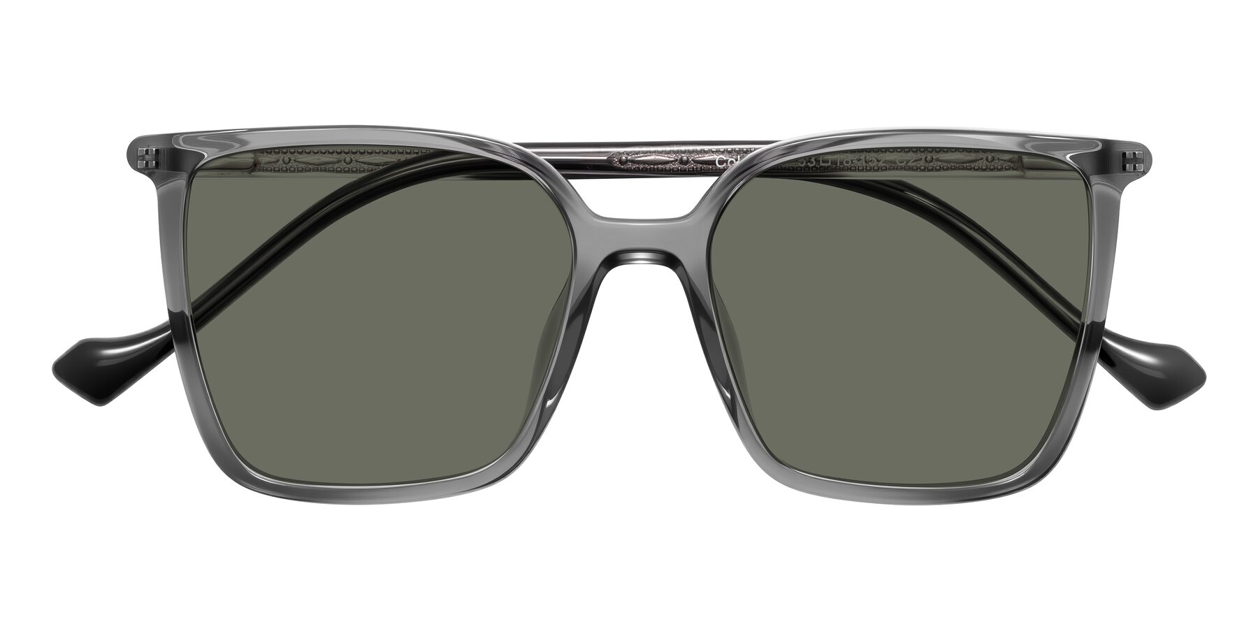 Folded Front of Colemers in Transparent Gray with Gray Polarized Lenses