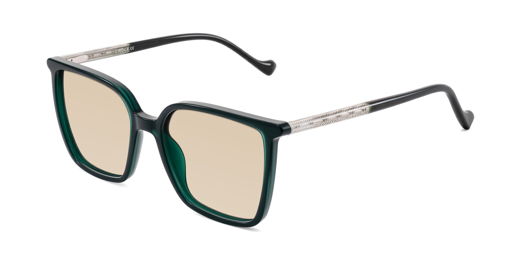 Angle of Colemers in Dark Green with Light Brown Tinted Lenses