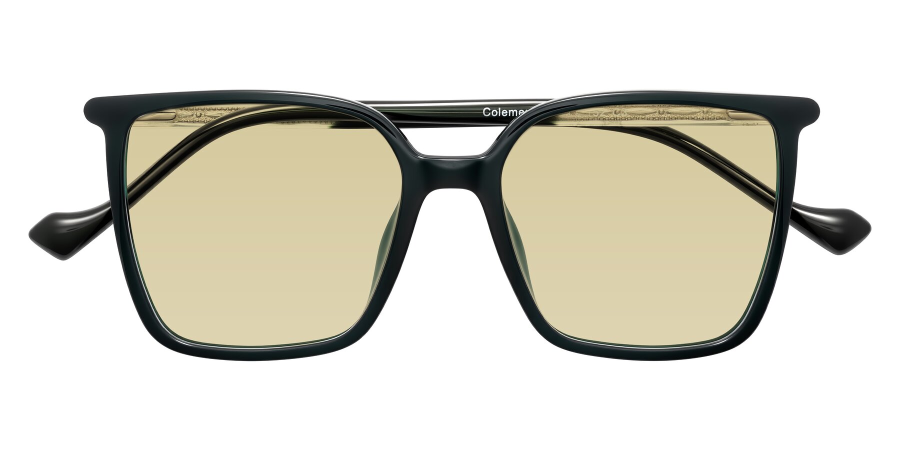Folded Front of Colemers in Dark Green with Light Champagne Tinted Lenses