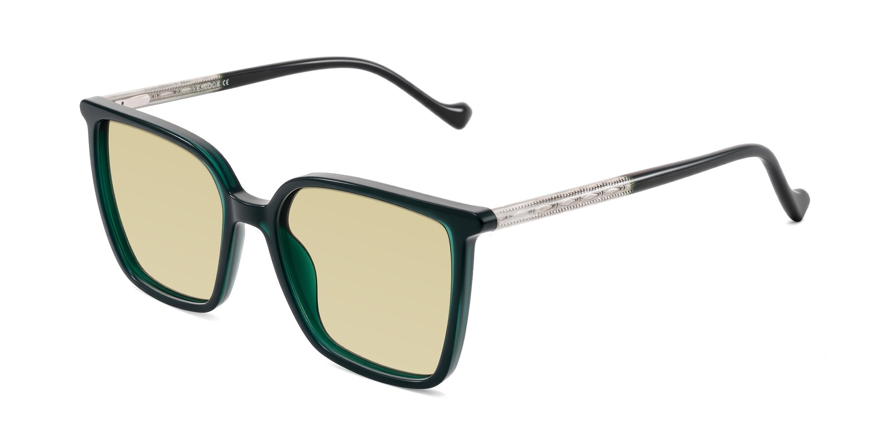 Angle of Colemers in Dark Green with Light Champagne Tinted Lenses