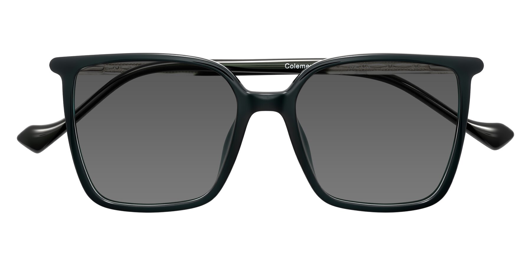 Folded Front of Colemers in Dark Green with Medium Gray Tinted Lenses