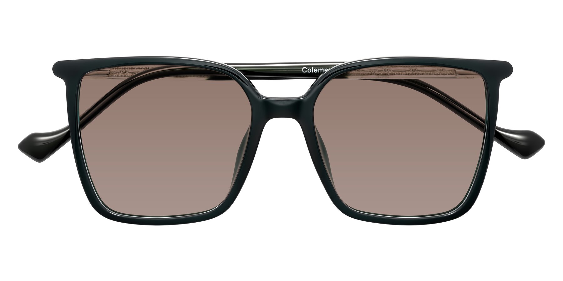Folded Front of Colemers in Dark Green with Medium Brown Tinted Lenses