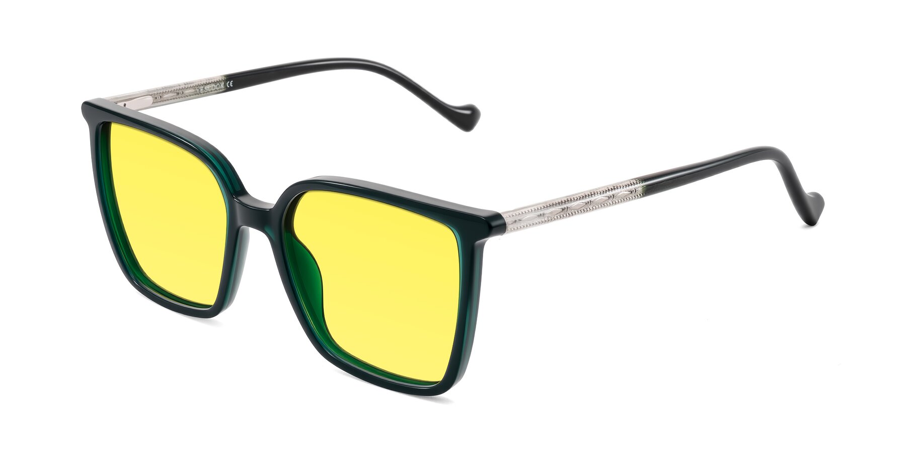 Angle of Colemers in Dark Green with Medium Yellow Tinted Lenses
