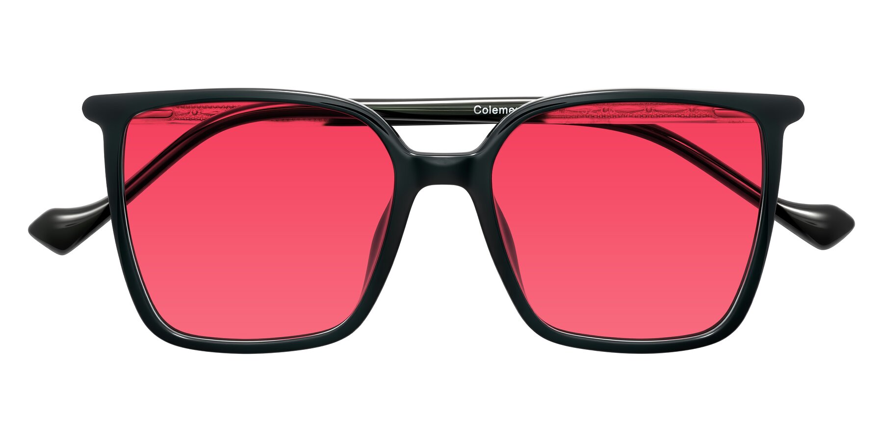 Folded Front of Colemers in Dark Green with Red Tinted Lenses