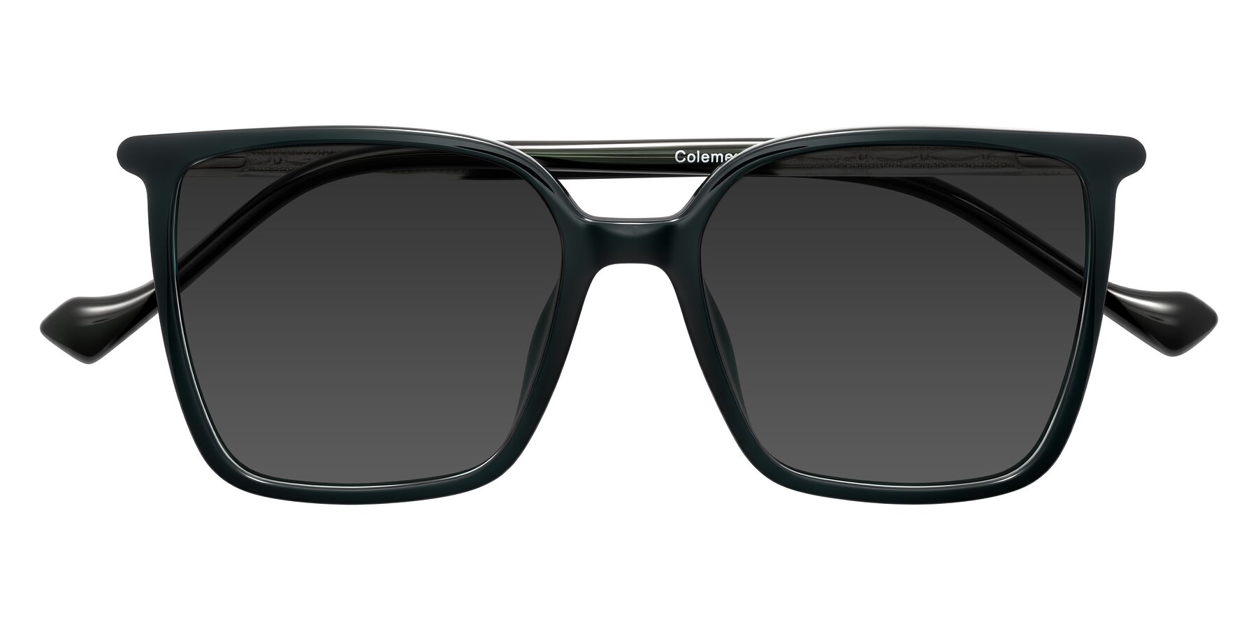 Folded Front of Colemers in Dark Green with Gray Tinted Lenses