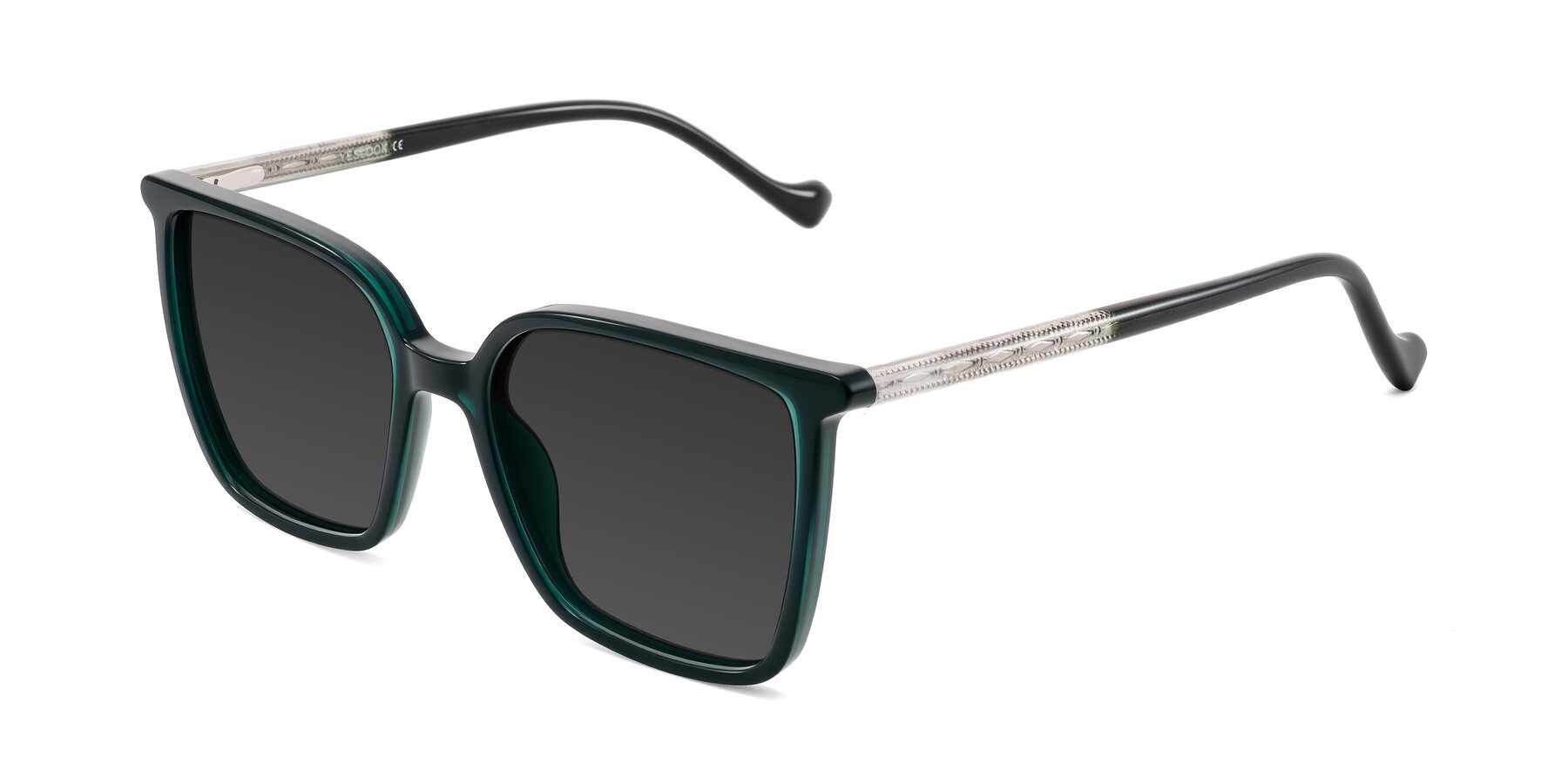 Angle of Colemers in Dark Green with Gray Tinted Lenses