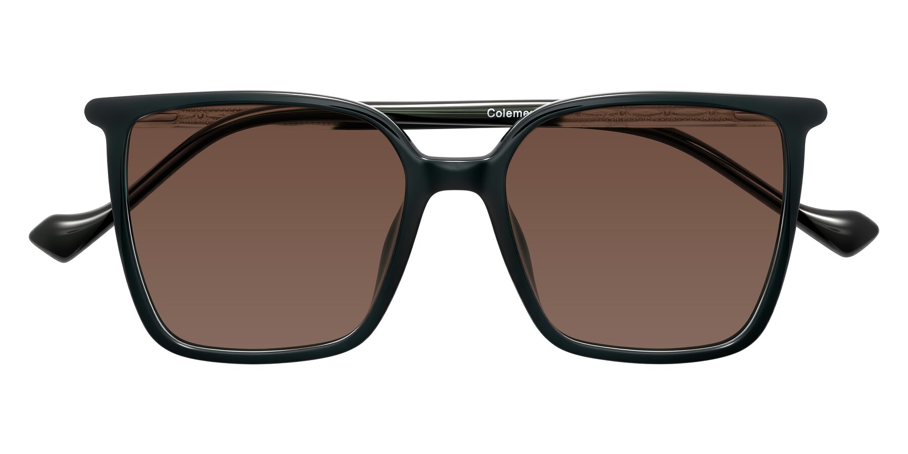 Folded Front of Colemers in Dark Green with Brown Tinted Lenses