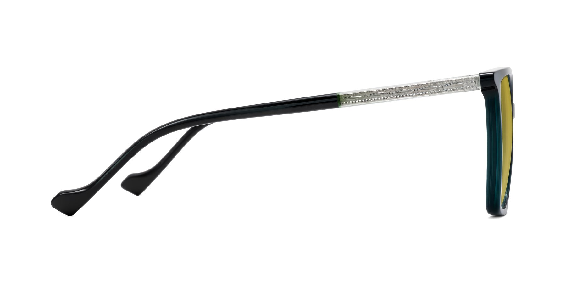 Side of Colemers in Dark Green with Champagne Tinted Lenses