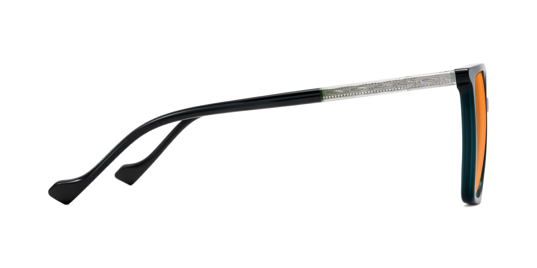 Side of Colemers in Dark Green with Orange Tinted Lenses