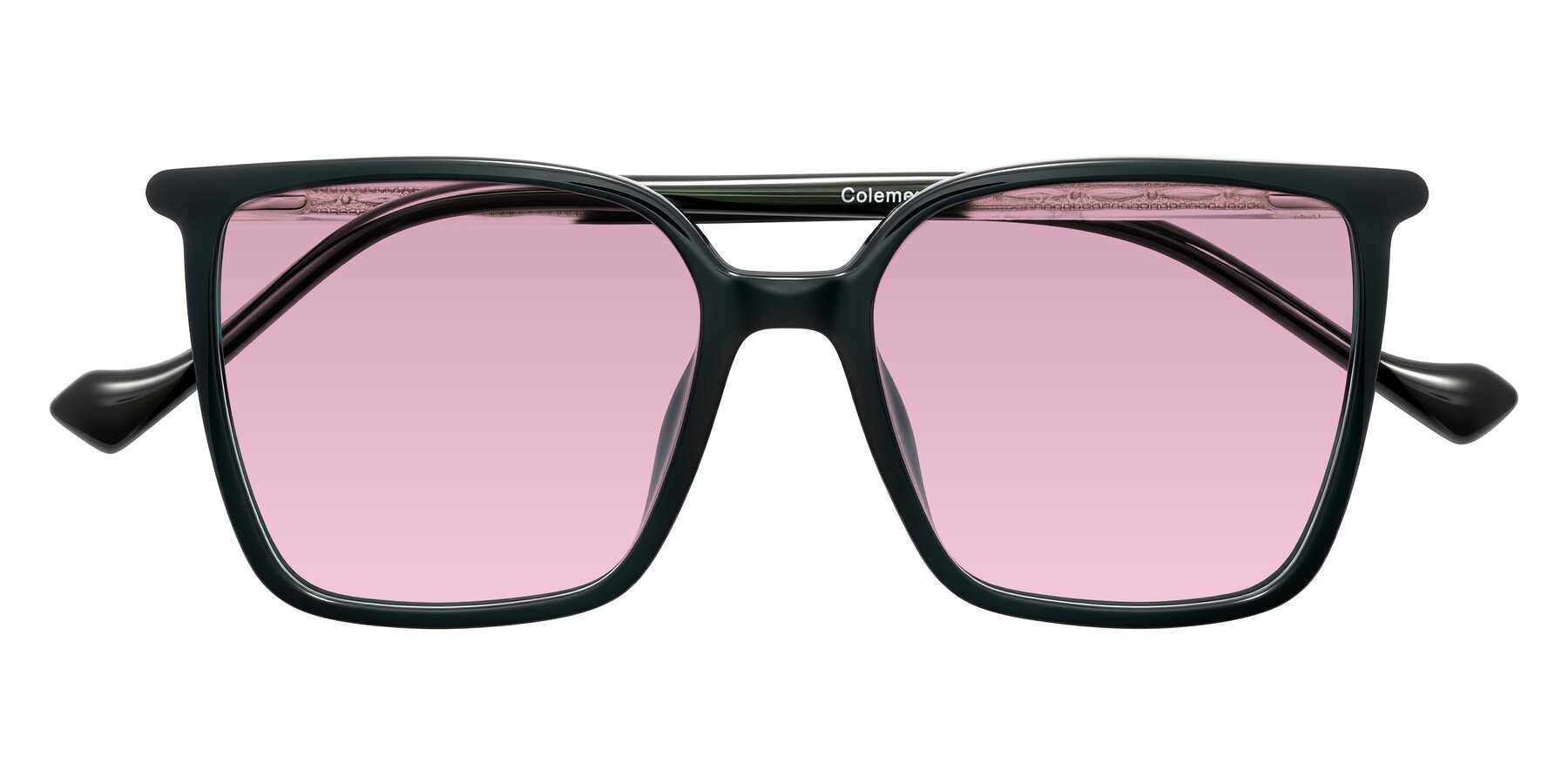 Folded Front of Colemers in Dark Green with Light Wine Tinted Lenses