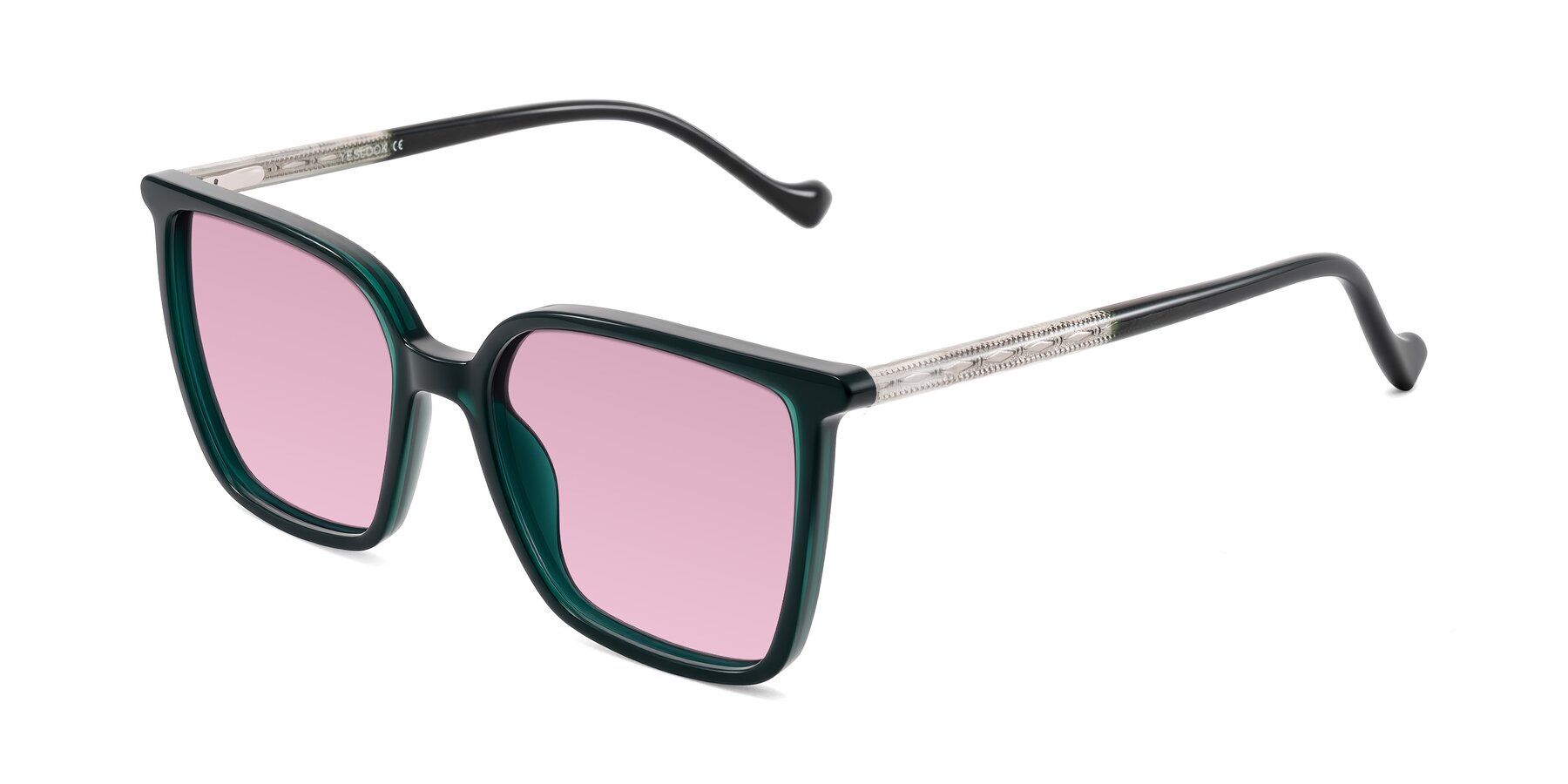 Angle of Colemers in Dark Green with Light Wine Tinted Lenses
