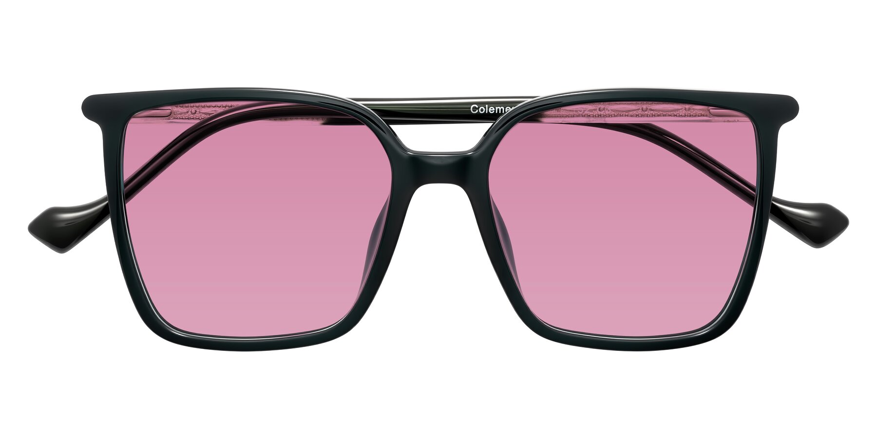 Folded Front of Colemers in Dark Green with Medium Wine Tinted Lenses