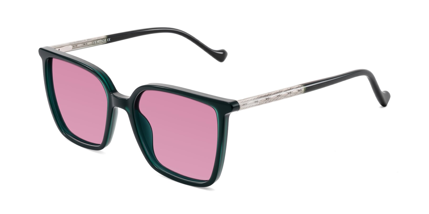Angle of Colemers in Dark Green with Medium Wine Tinted Lenses