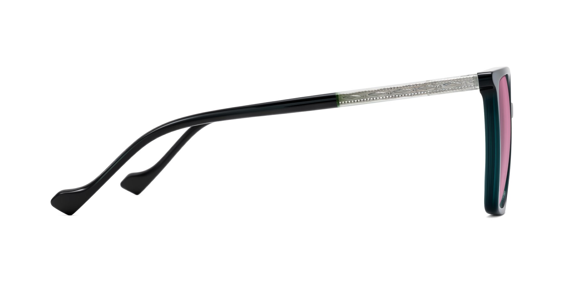 Side of Colemers in Dark Green with Medium Wine Tinted Lenses