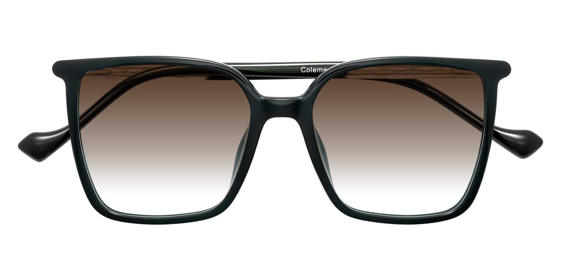 Folded Front of Colemers in Dark Green with Brown Gradient Lenses