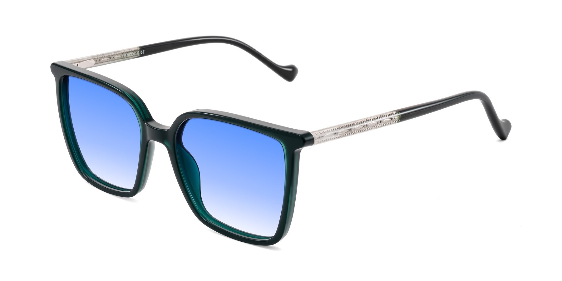 Angle of Colemers in Dark Green with Blue Gradient Lenses