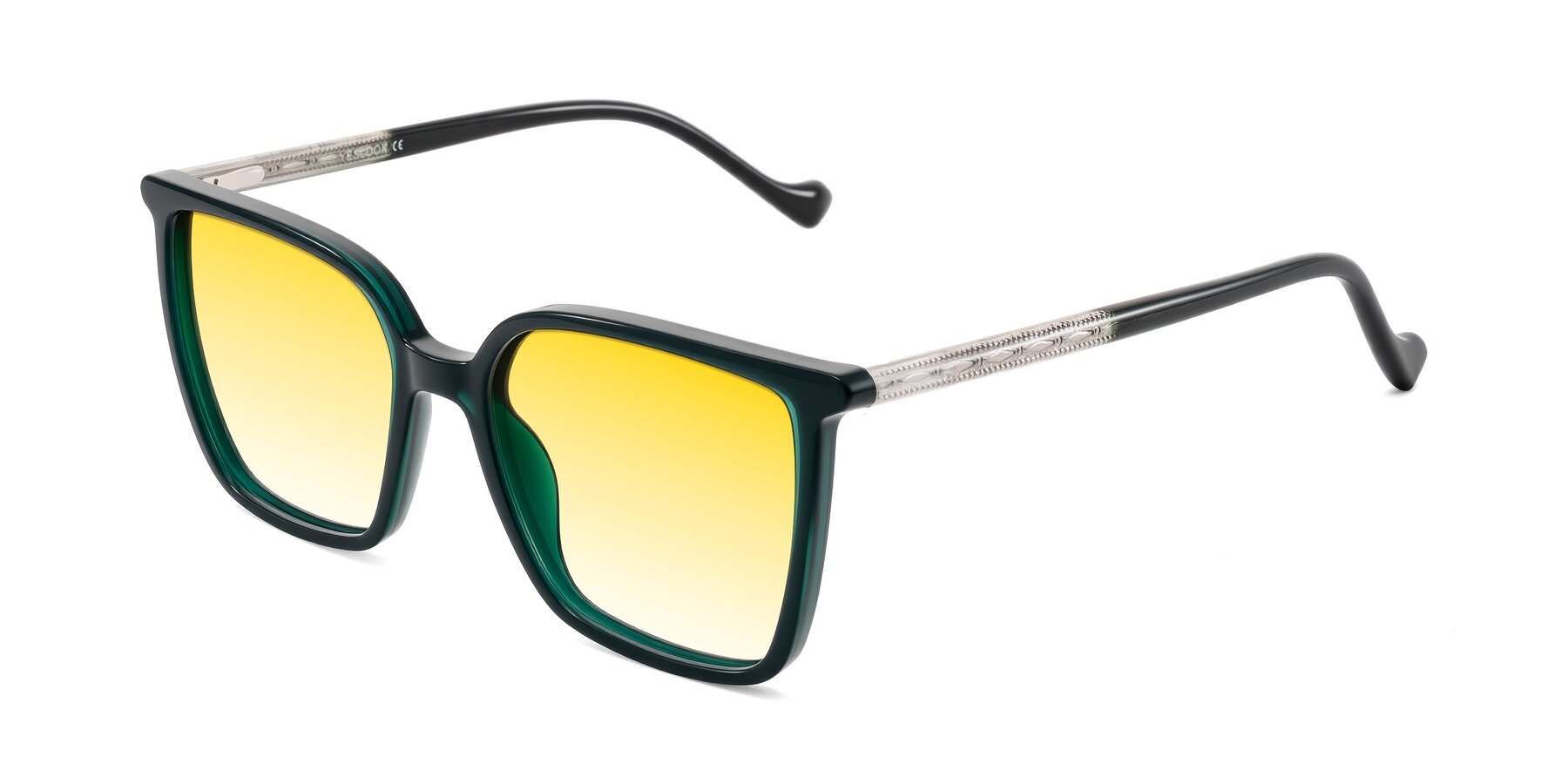 Angle of Colemers in Dark Green with Yellow Gradient Lenses