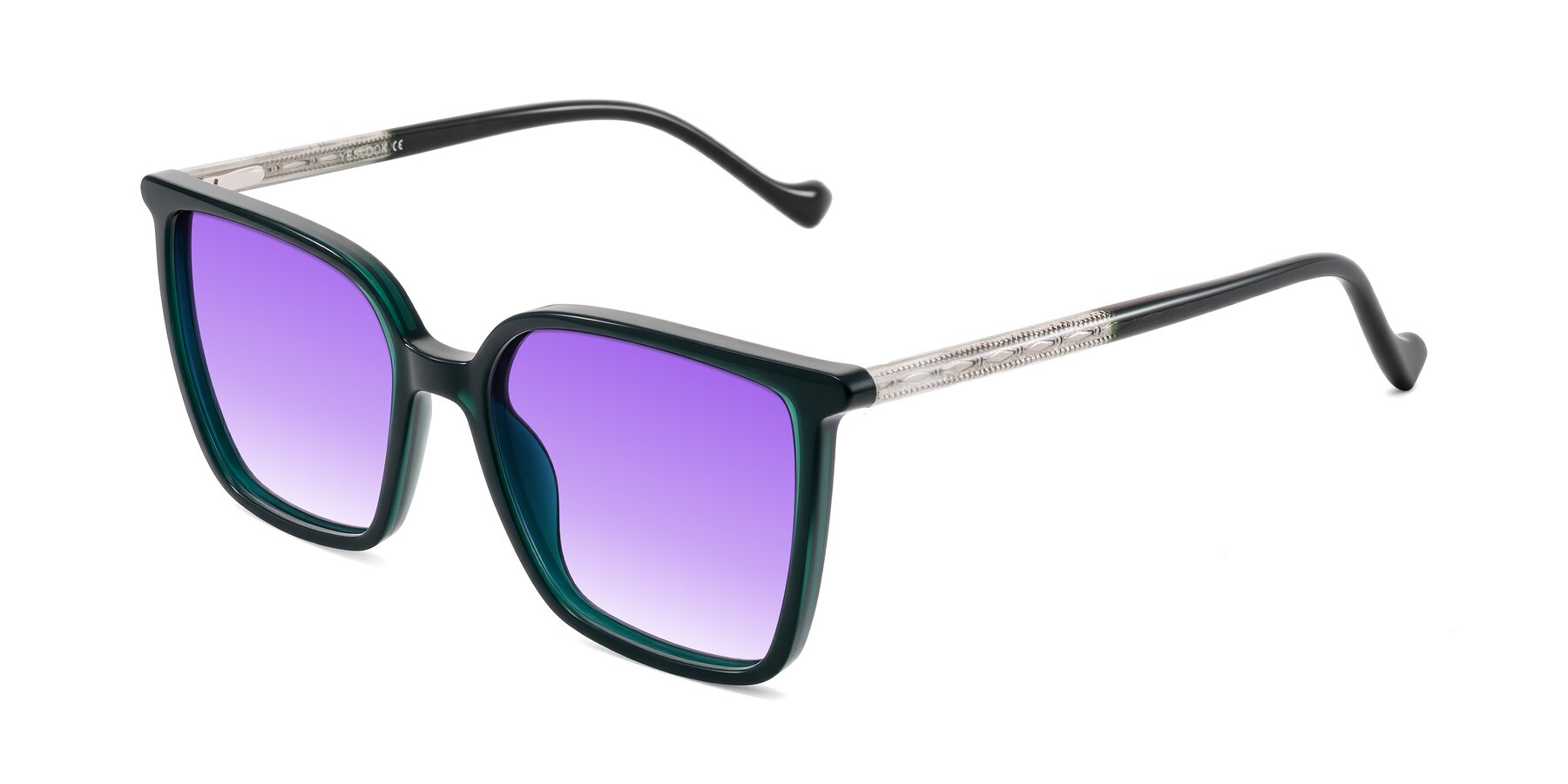 Angle of Colemers in Dark Green with Purple Gradient Lenses