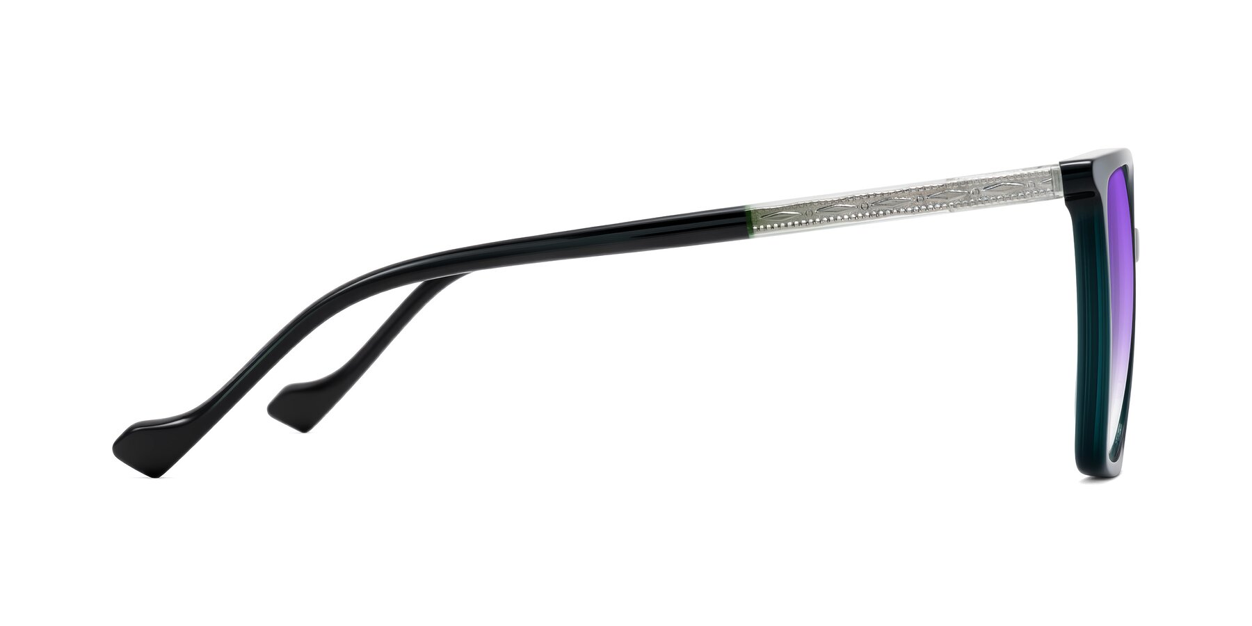 Side of Colemers in Dark Green with Purple Gradient Lenses